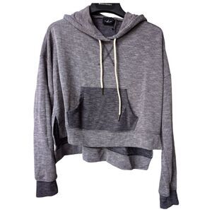 Urban Outfitters Navy grey colorblock slouchy Marled Cropped oversized hoodie
